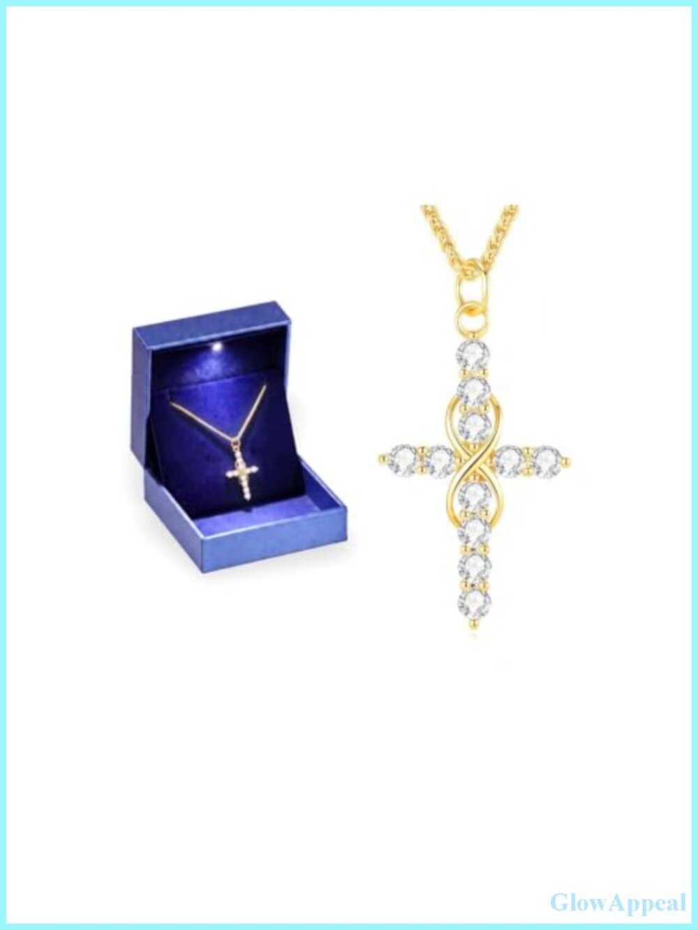 Moissanite Cross Necklace for Women, 18K Gold Filled Sterling Silver Pendant,